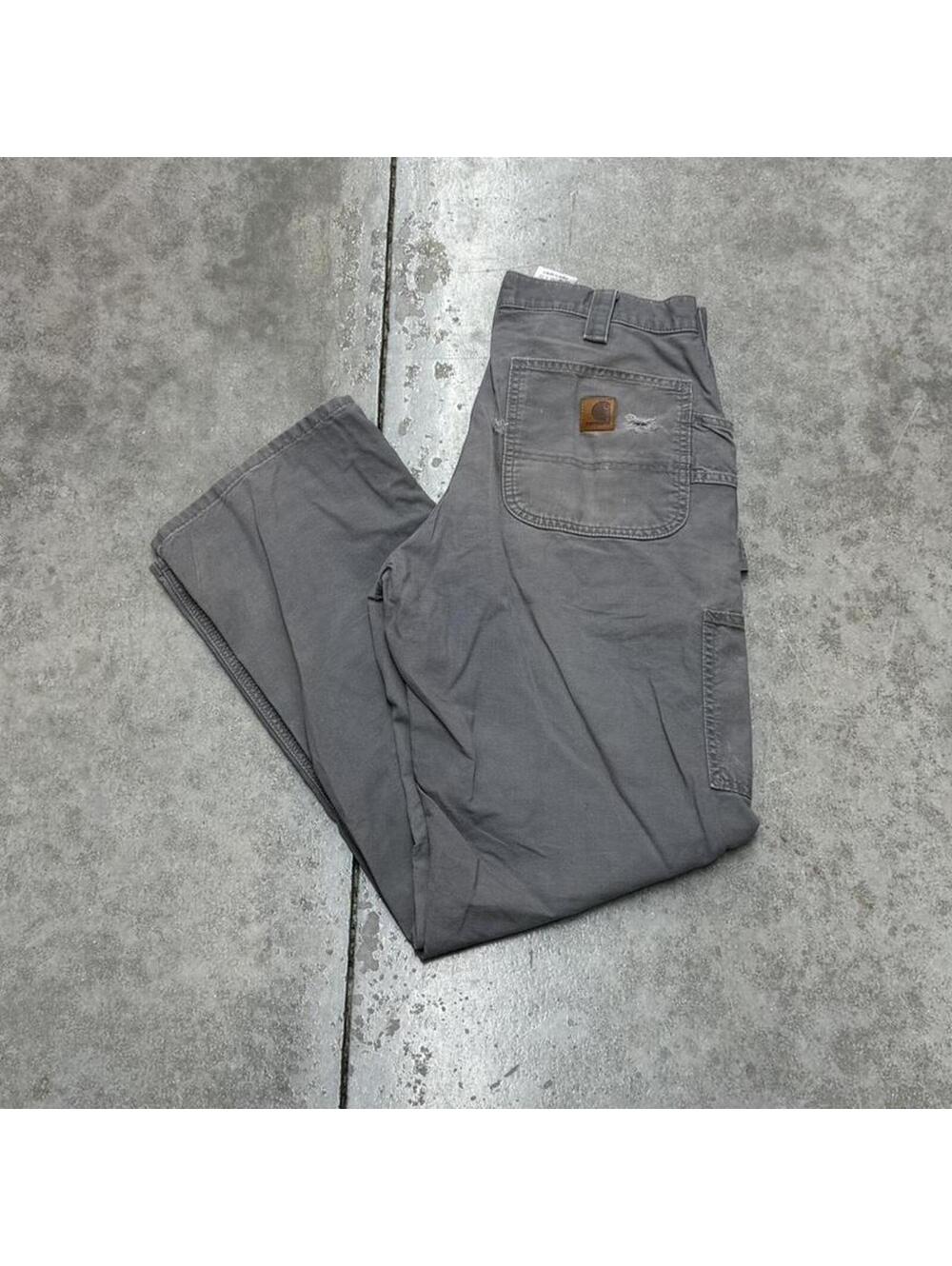 vintage carhartt faded grey relaxed baggy fit dungaree cargo pants size 32 x 32